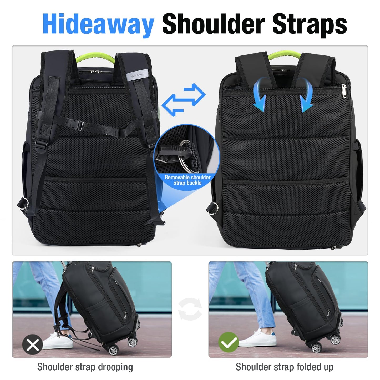 18" Waterproof Travel Backpack with 360° Wheels