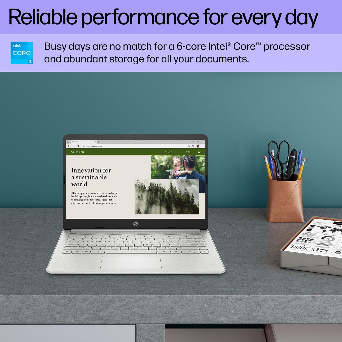 HP 14 inch Laptop, HD Display, 12th Generation Intel Core i3-1215U, 8 GB RAM, 256 GB SSD, Intel UHD Graphics, Windows 11 Home in S Mode, 14-dq5009nr (2024)