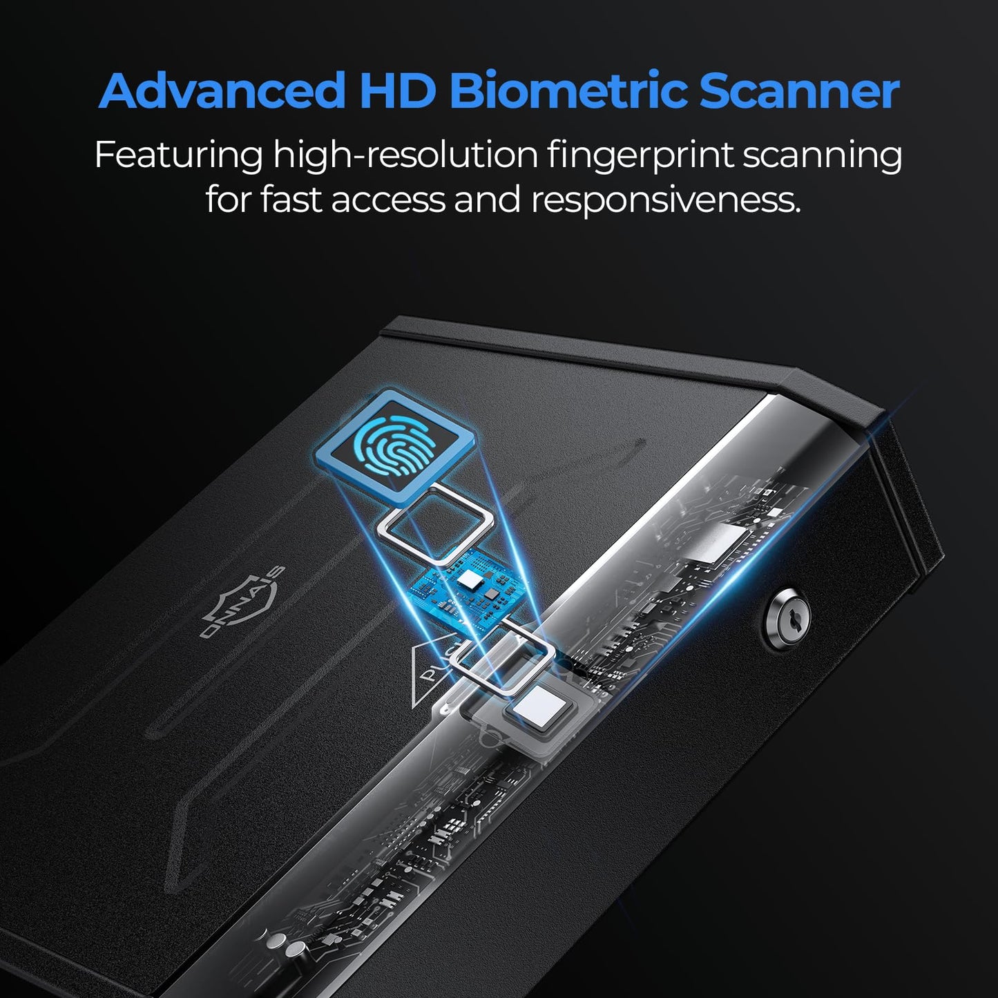 ONNAIS IRON SE Biometric Gun Safe for Pistols,Handgun, Quick-Access Firearm Safety Device with Fingerprint Lock or Key Pad, Gun Lock Box for Home Bedside Nightstand Car