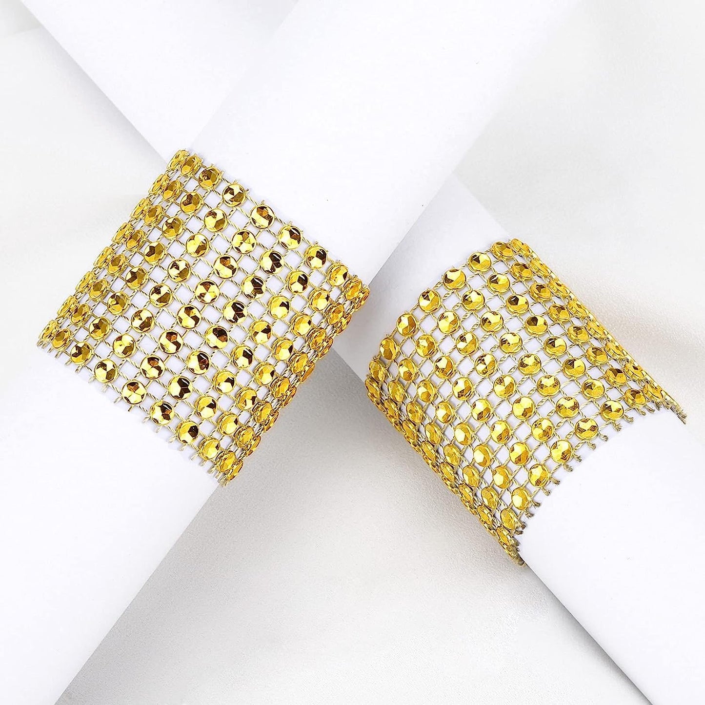 SHAFA IMPEX Rhinestone Napkin Rings, Gold Napkin Rings Set 100 Buckles for Table Decorations, Wedding, Dinner,Party (Gold, Set 100)