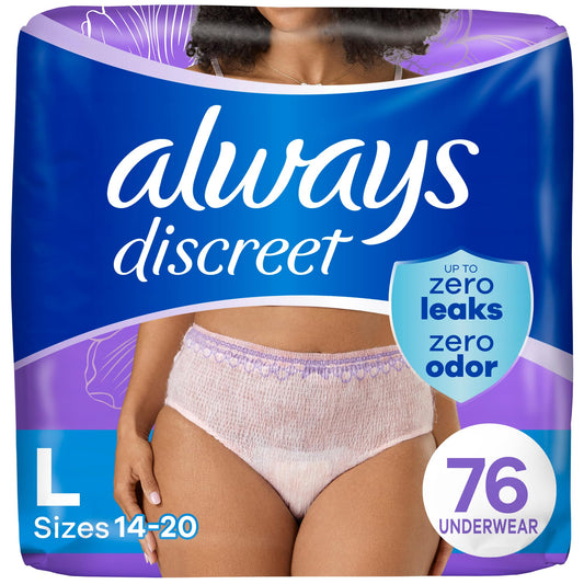 Always Discreet 76 Count Incontinence Underwear for Women