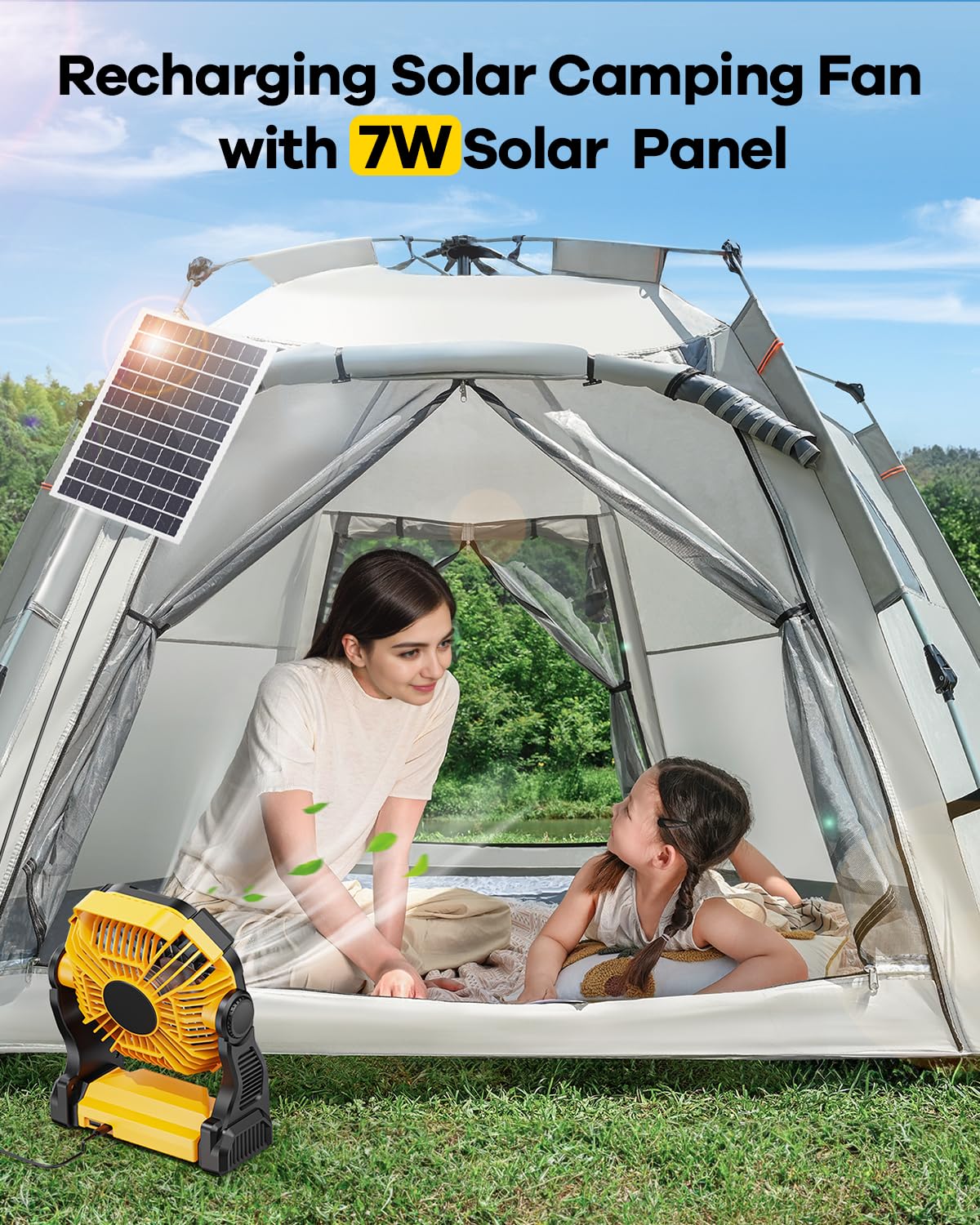10400mAh Solar Camping Fan with LED Lantern