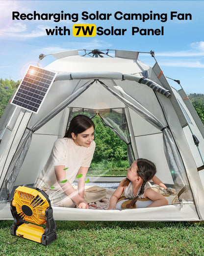 10400mAh Solar Camping Fan with LED Lantern