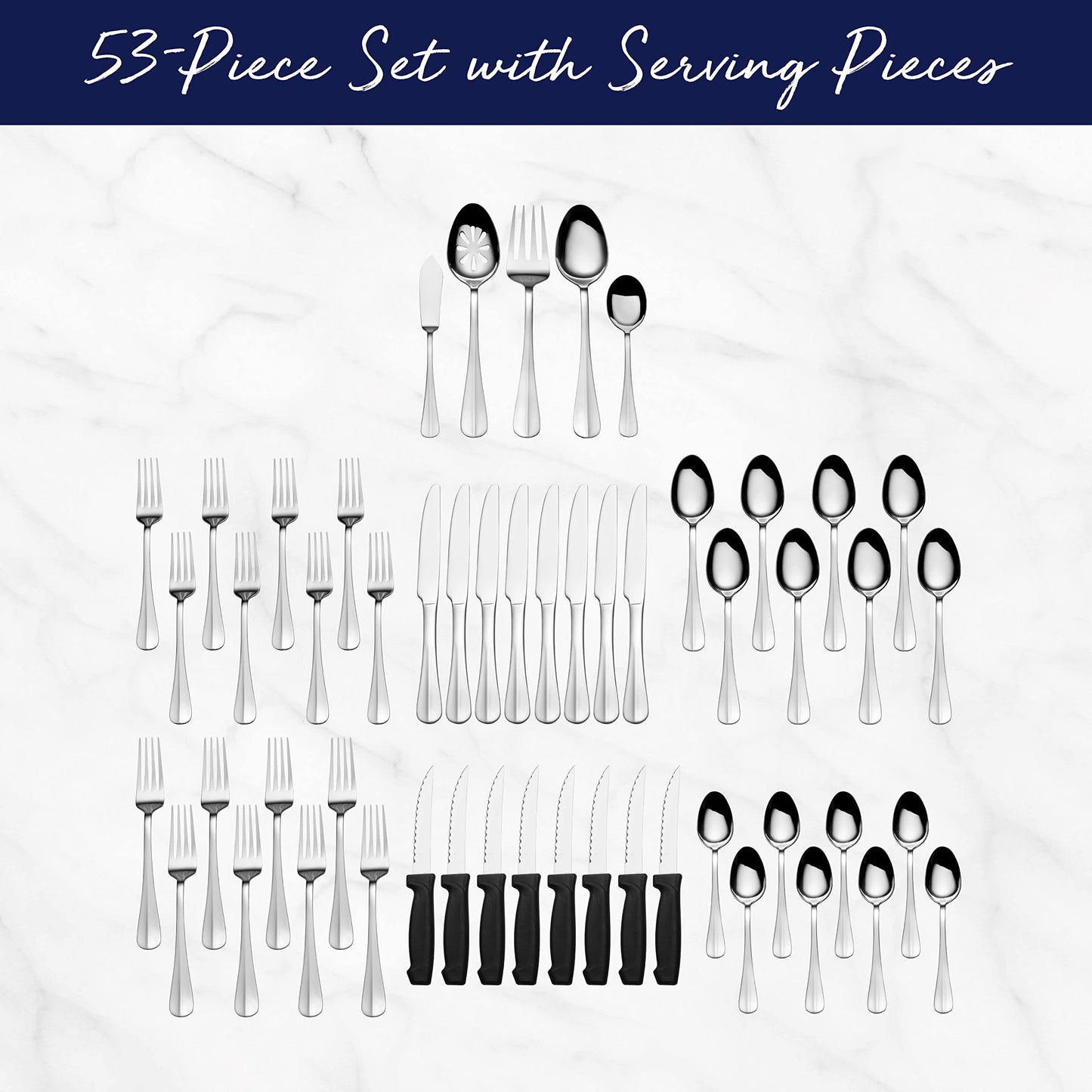 Pfaltzgraff 53-Piece Stainless Steel Flatware Set