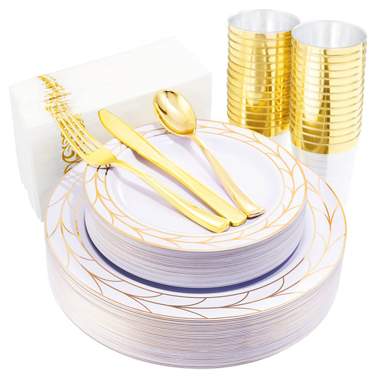 175 pcs Disposable Party Plates and Silverware Set