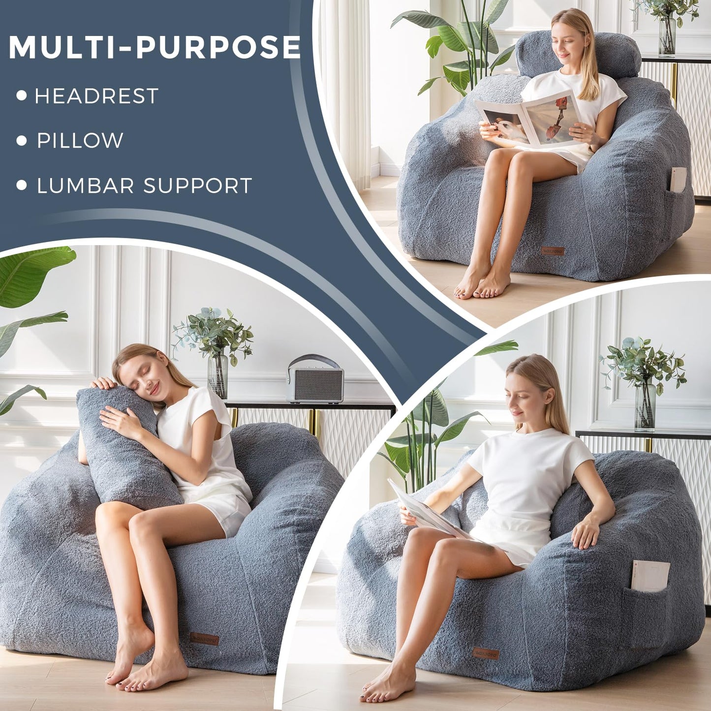 Giant Bean Bag Chair with Pillow by MAXYOYO