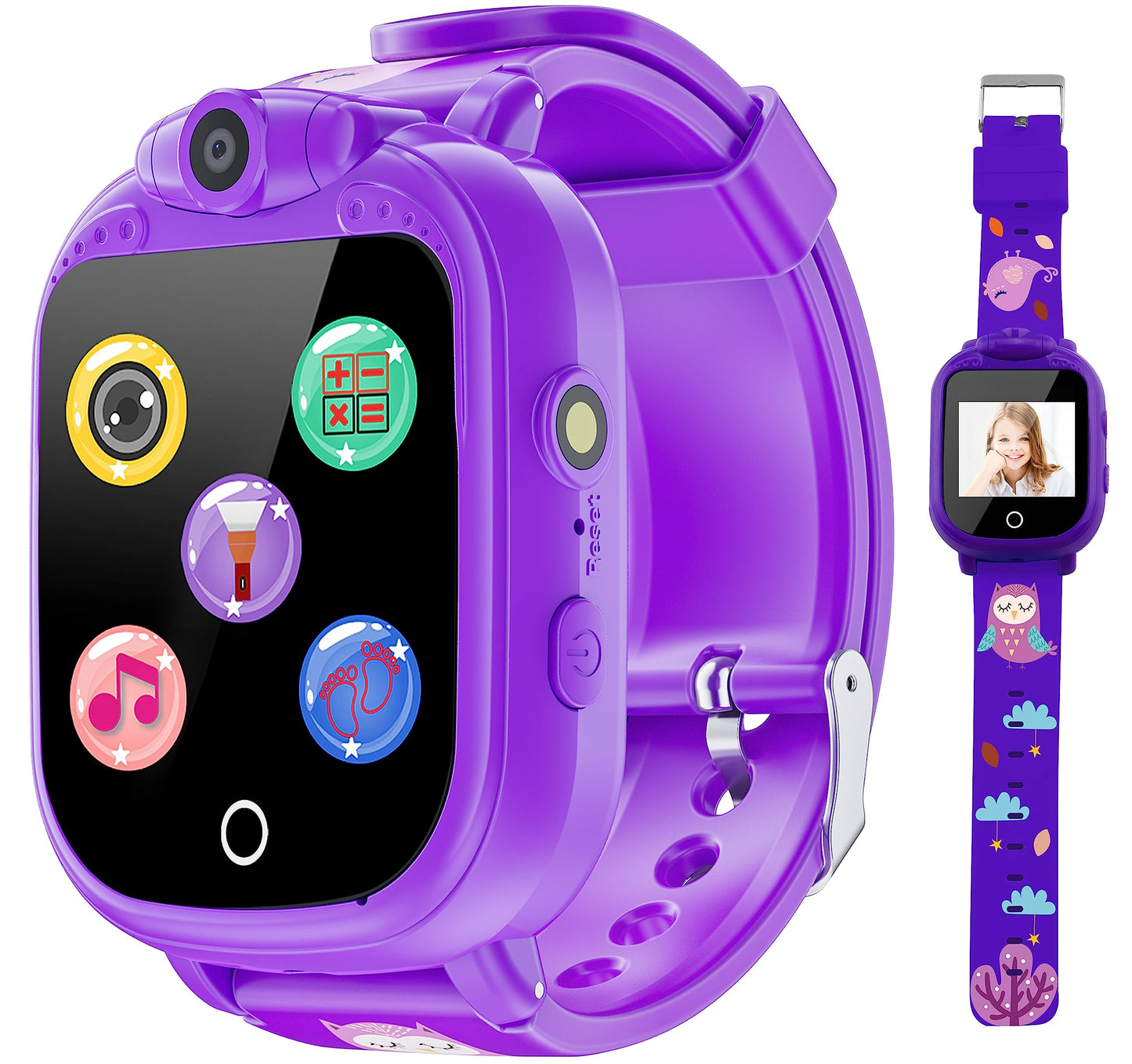 PROGRACE Kids Watch Girls Gift - Kids Watch Toddler Watch with Games 90° Rotatable Camera Music Alarm Pedometer Flashlight Calculator Touch Screen Digital Wrist Watch Gifts for 4-12 Years Old