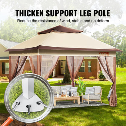 VEVOR Pop up Gazebo for 8-10 Person, with Mosquito Netting, Metal Frame, and PU Coated 250D Oxford Cloth, Outdoor Canopy Shelter for Patio, Backyard, Lawn, Garden, Deck, 11 x 11 FT