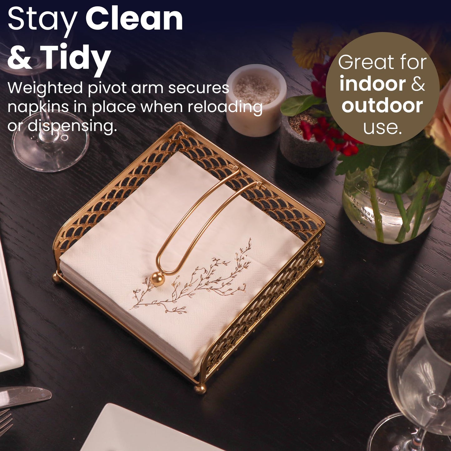 Elegant Napkin Holder with Dispenser Arm