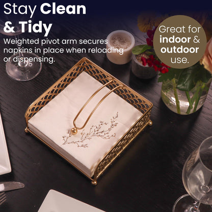 Elegant Napkin Holder with Dispenser Arm
