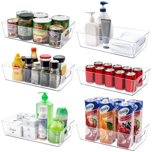 Clear Storage Bins for Home Organization - 6 Pack