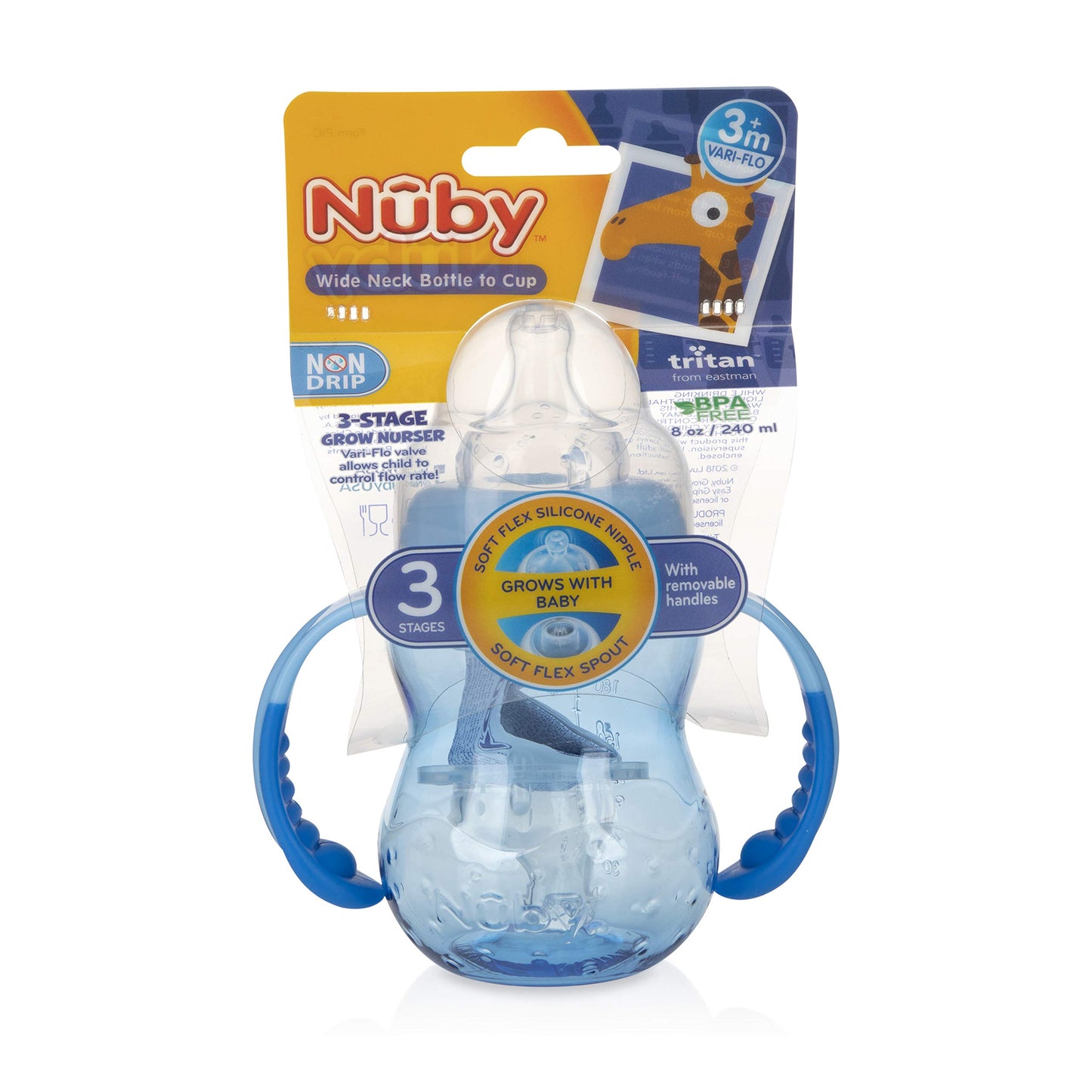 Nuby 3-in-1 Baby Bottle Training Cup - 8 Oz