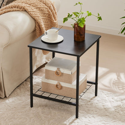 2-Tier Wooden End Table for Living Room