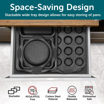 8-Piece Nonstick Bakeware Set by BAKKENMASTER