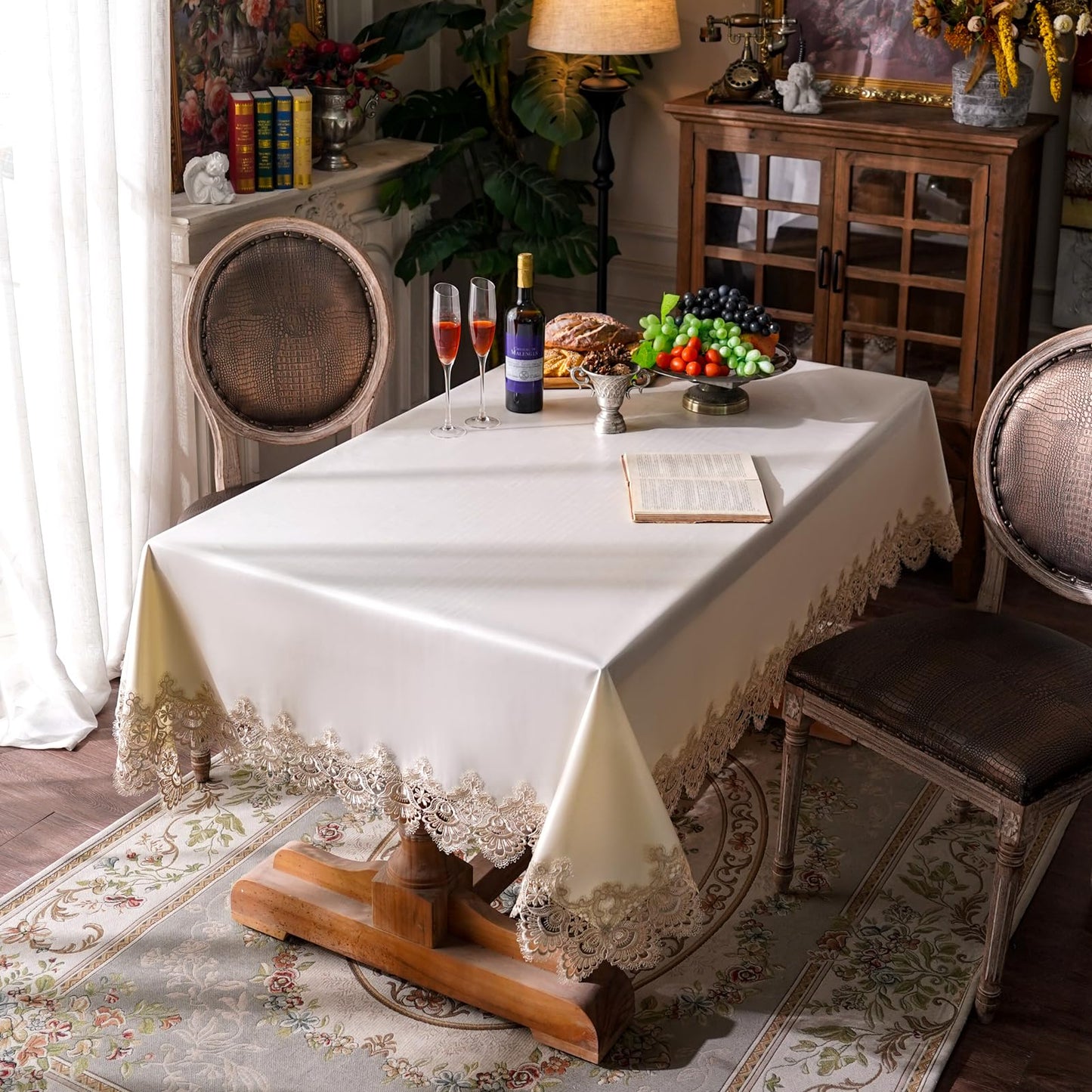 Lace Tablecloth Waterproof Rectangle for Weddings