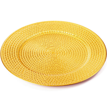 Nicunom 12 Pack Gold Charger Plates, 13 Inch Round Chargers Plate Reusable Plastic Chargers for Dinner Plates, Decorative Charger Plates for Table Setting Wedding Party Event Decoration