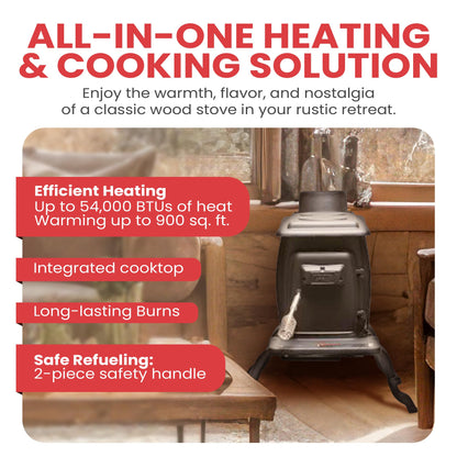 US Stove Cast Iron Wood Stove, 54,000 BTU
