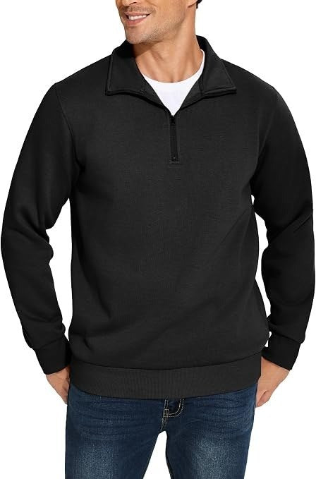 Fleece Quarter Zip Mock Neck Pullover Sweatshirt