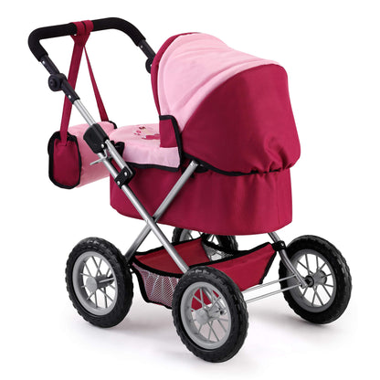 Bayer Design Baby Doll Trendy Pram - Bordeaux, Red and Pink