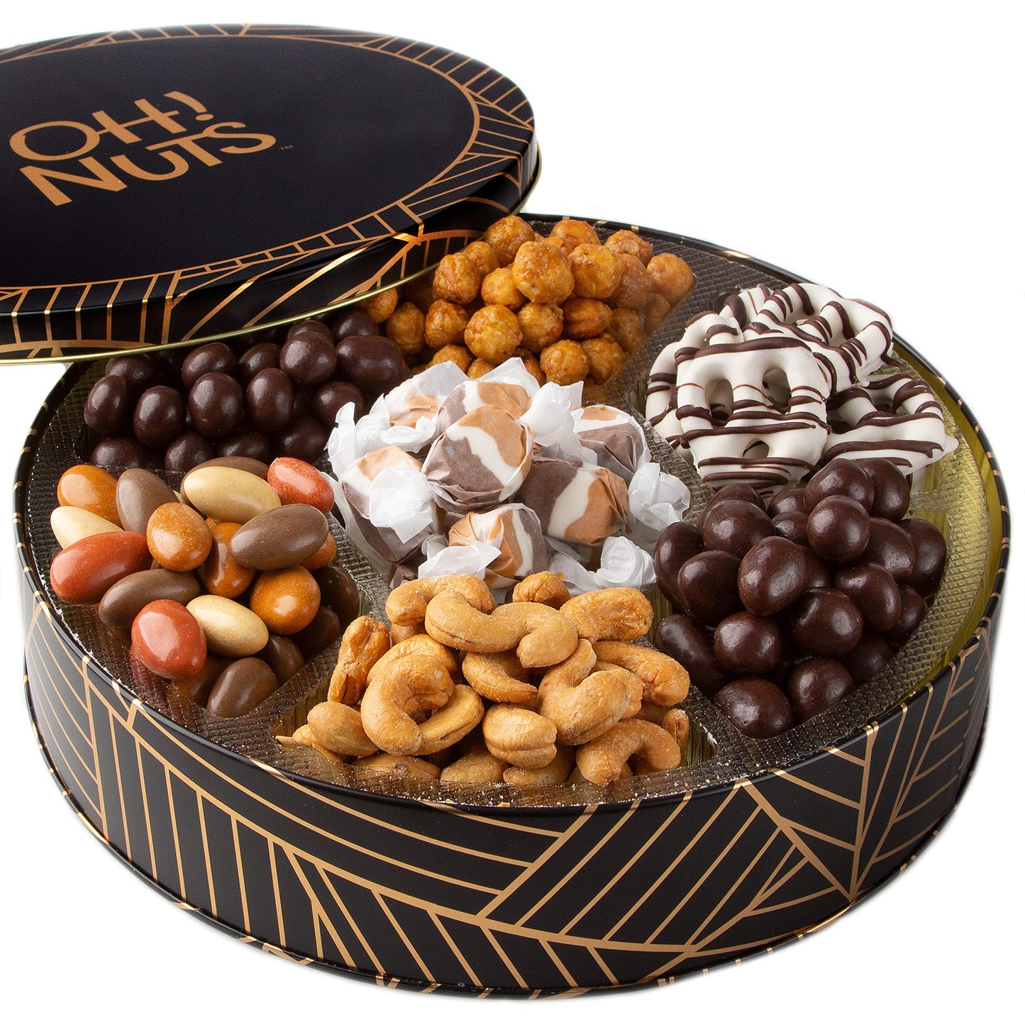 UPDATE: DEAD ❗ Oh! Nuts Christmas Chocolate Tins Gift Box, Gourmet Candy Basket Holiday Chocolates Covered Pretzels Gifts Food Sets For Men Women Prime Baskets Delivery Thanksgiving Valentines Day Delivered