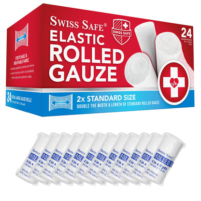Swiss Safe 4" x 8 Yards Stretch Gauze Rolls