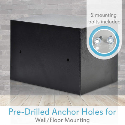 SereneLife Premium Steel Digital Safe Box - 9.1" x 6.7" x 6.7" | Secure Storage for Cash, Firearms, Jewelry & More | Great For Hotels, Cabinets & Home Use | Electronic & Mechanical Access - 2 Keys