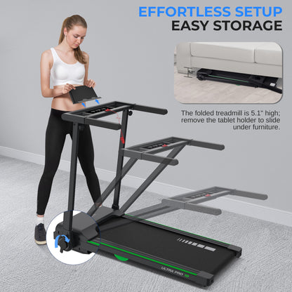SereneLife Compact Folding Treadmill with 2.5HP Motor - Walking Pad with Integrated Smart App Functionality | Space-Efficient Design | Advanced LED Metrics Display - Compatible with Fitness Apps