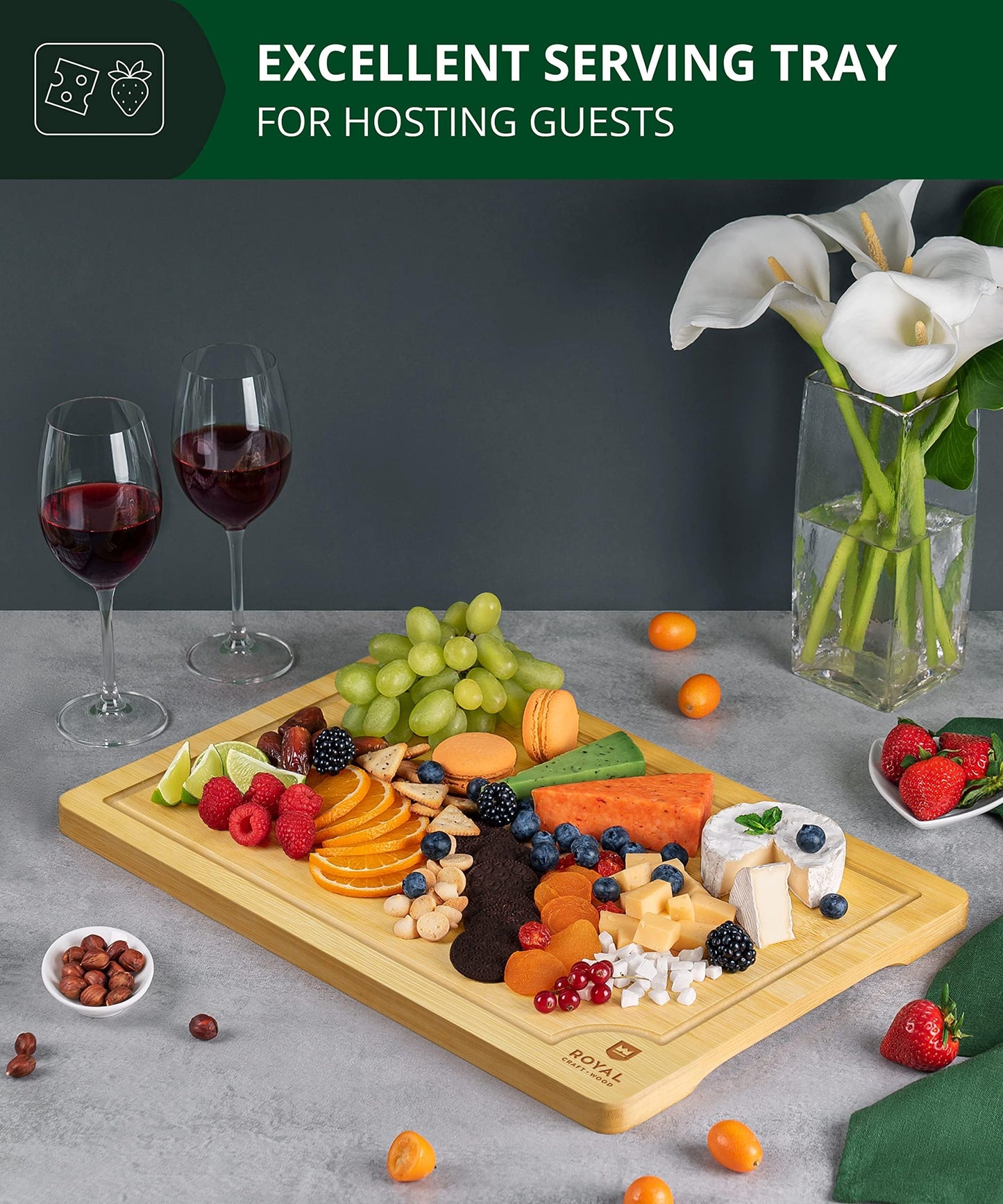 Extra Large Bamboo Cutting Board by ROYAL CRAFT WOOD