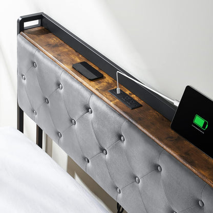 Full Size Velvet Bed Frame with Storage Drawers