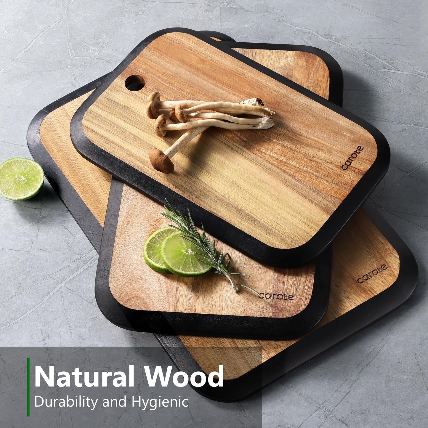 3pcs Acacia Wood Cutting Boards Set for Kitchen