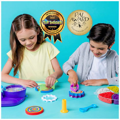 Kinetic Sand, Deluxe Swirl N’ Surprise Playset, 2.5lbs of Play Sand (Red, Blue, Green, Yellow, White and Purple) & 4 Tools, Easter Basket Stuffers