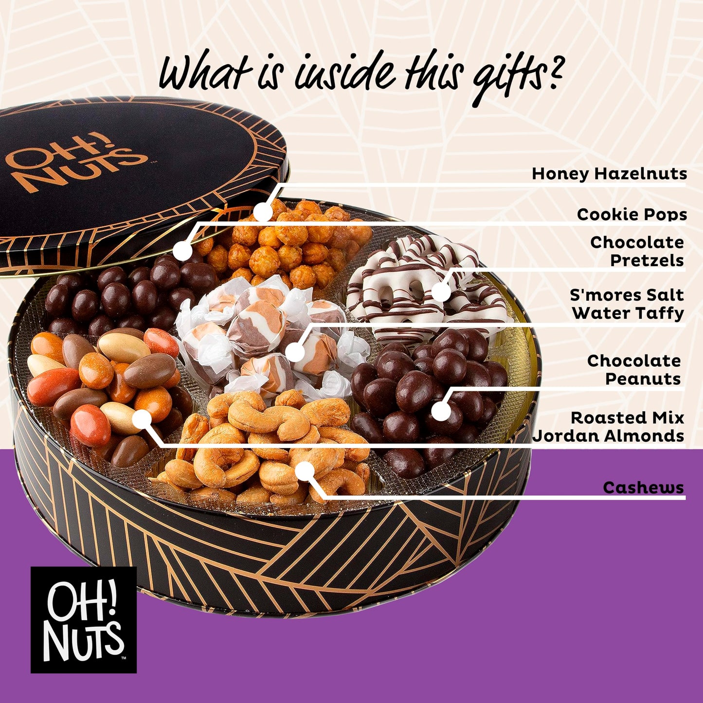 UPDATE: DEAD ❗ Oh! Nuts Christmas Chocolate Tins Gift Box, Gourmet Candy Basket Holiday Chocolates Covered Pretzels Gifts Food Sets For Men Women Prime Baskets Delivery Thanksgiving Valentines Day Delivered