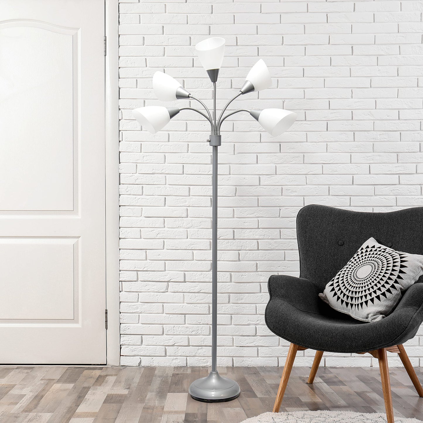 Multi-Head Adjustable Silver Floor Lamp for Kids