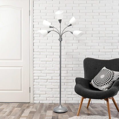 Multi-Head Adjustable Silver Floor Lamp for Kids