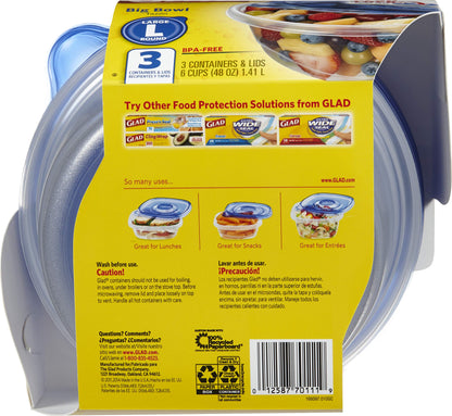 48 Ounce Glad Food Storage Containers, 4 Pack
