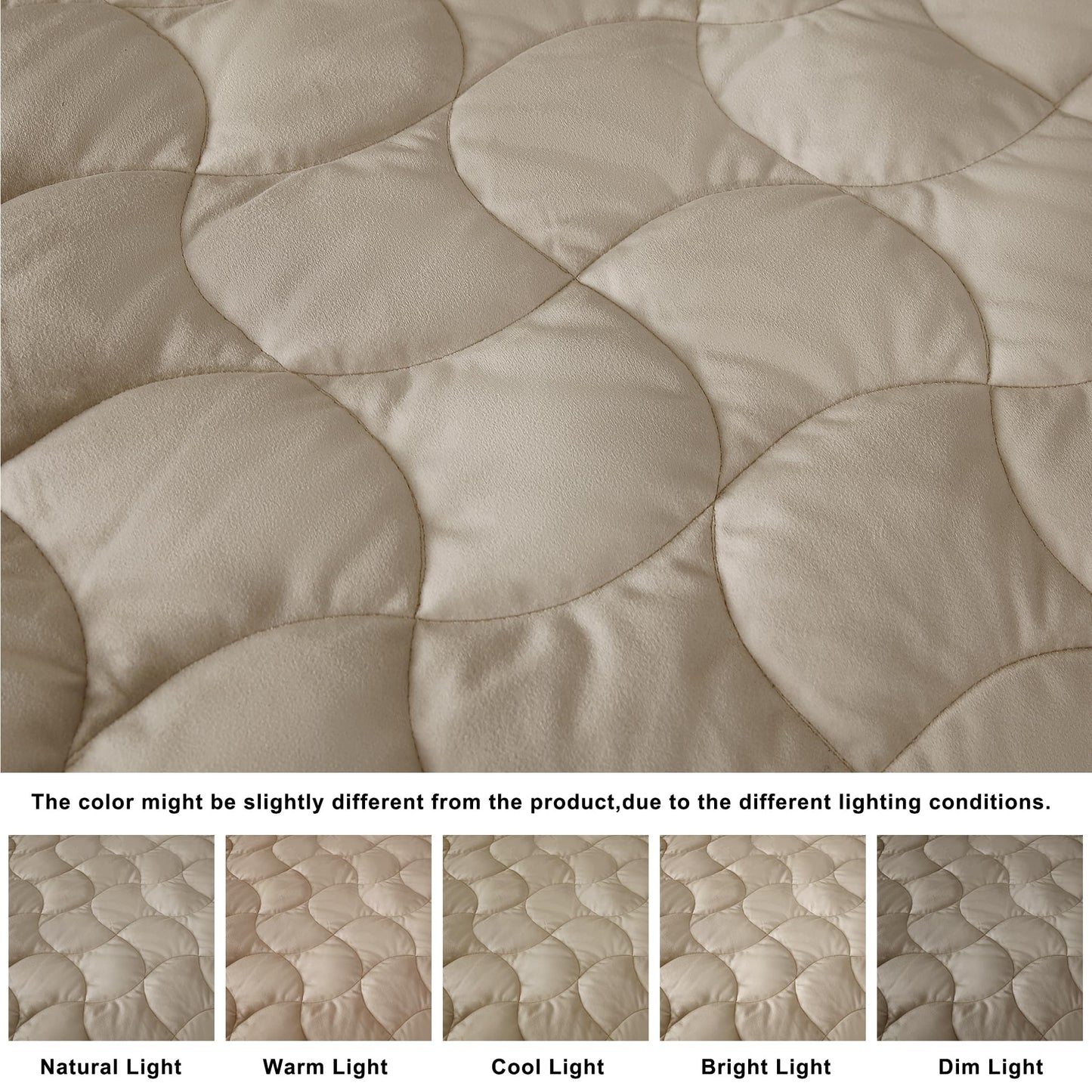 Luxury Beige Velvet Twin Quilt Set with Pillow