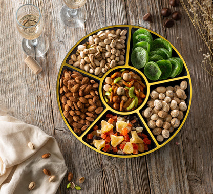 6-Section Round Plastic Serving Tray Set of 2