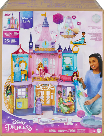 Mattel Disney Princess Doll House Ultimate Castle (4 ft Tall), Lights & Sounds, 3 Levels, 25+ Furniture & Accessories