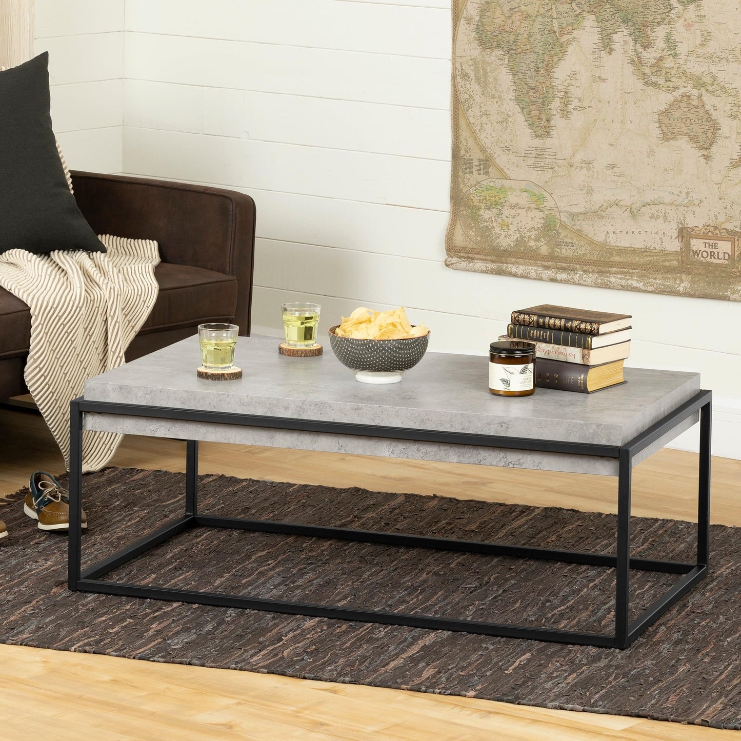 South Shore Industrial Coffee Table, Concrete Gray