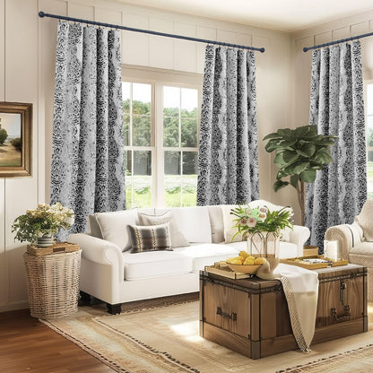 Elegant Black Curtains with Boho Medallion Pattern