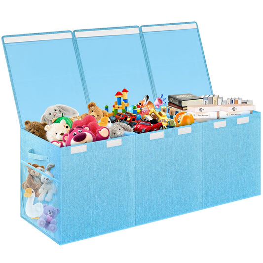 Extra Large Kids Toy Box with Mesh Pockets