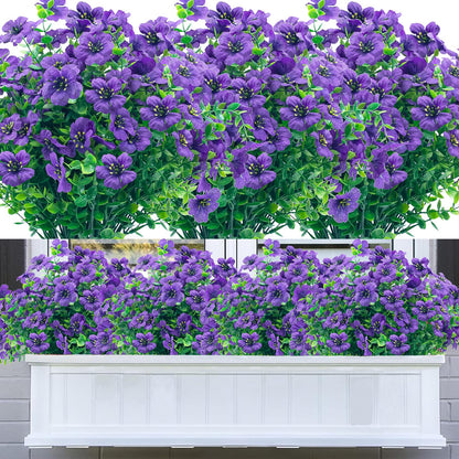 DRT DERUITAI Artificial Flowers for Outdoors 20 Bundles Faux Outside Flowers No Fade UV Resistant Fake Plastic Shrubs Home Outdoor Decor (Purple)