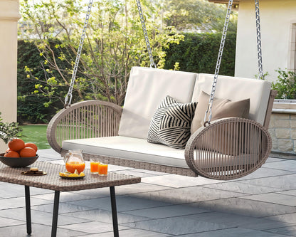 YITAHOME 2-Seater Wicker Porch Swing with Cushions