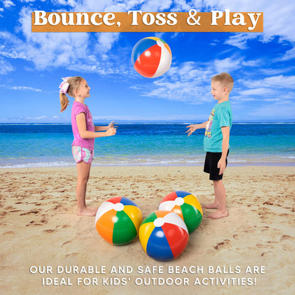 JOYIN 4-Pack Inflatable Beach Balls for Parties