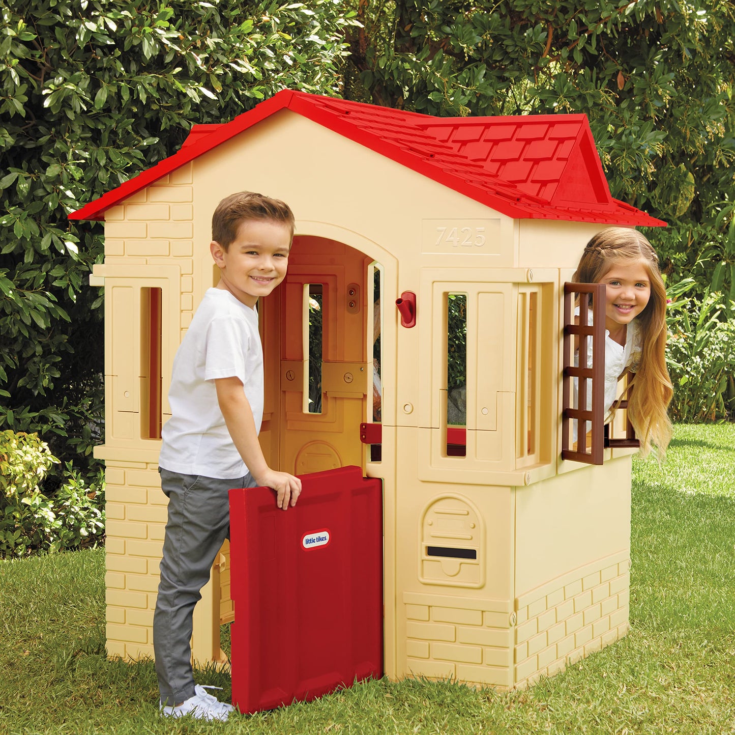 Little Tikes Cape Cottage Playhouse with Working Door, Windows, and Shutters - Tan, Toddlers Ages 2+ Years