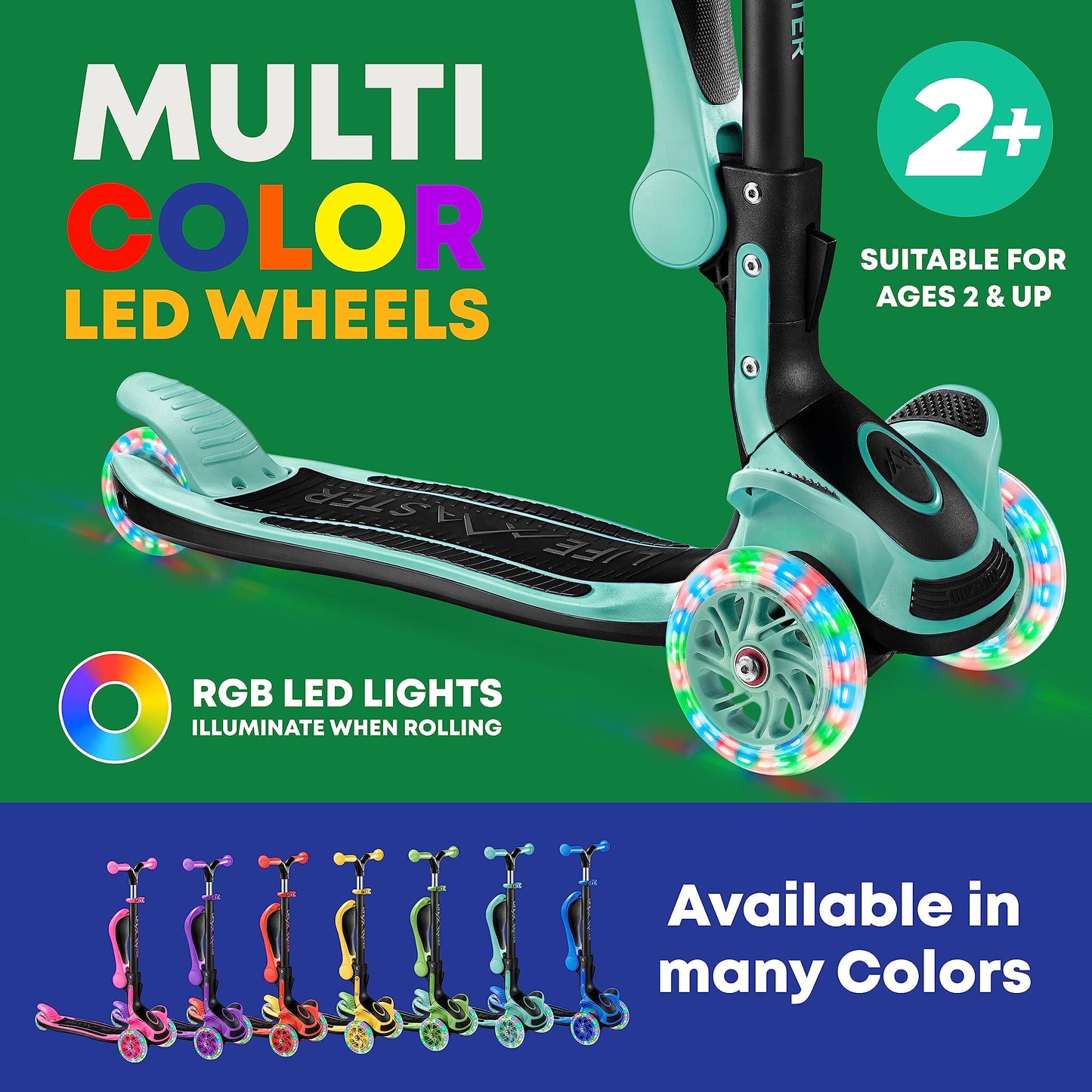 Kids 3-Wheel Kick Scooter with LED Lights