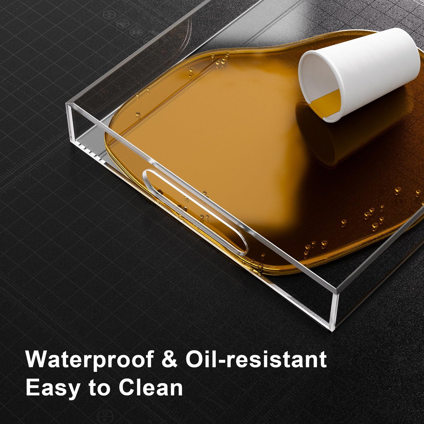 Acrylic Serving Tray Set with Handles, 2 Pack