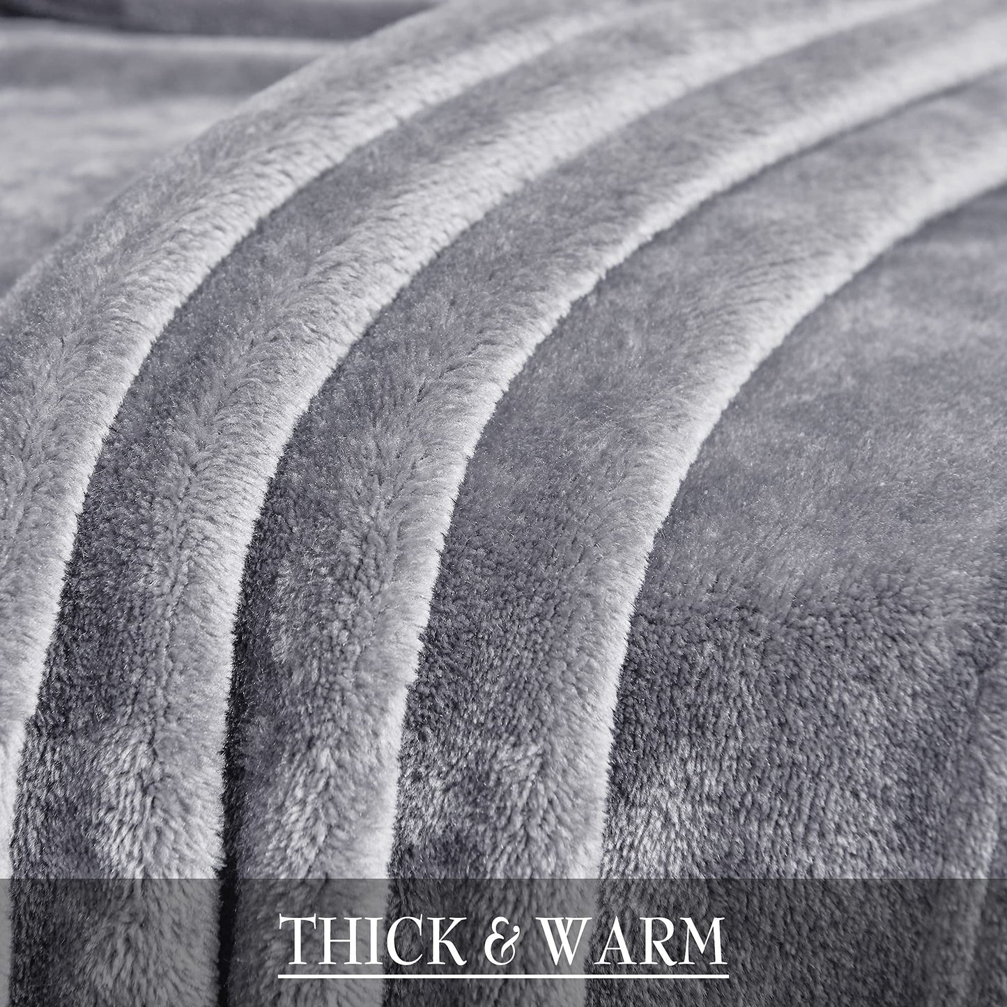 RYB HOME Throw Blanket Grey Fleece Blankets Soft Lightweight Warm and Cozy Light Grey Travel Size Flannel Blanket for Couch Bed Sofa, W50 x L60 inch