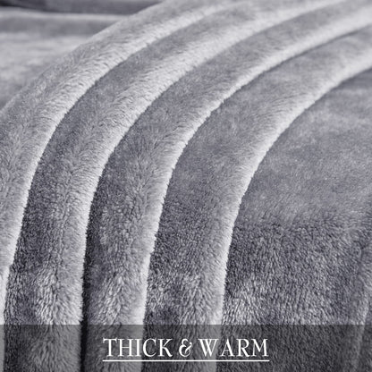 RYB HOME Throw Blanket Grey Fleece Blankets Soft Lightweight Warm and Cozy Light Grey Travel Size Flannel Blanket for Couch Bed Sofa, W50 x L60 inch