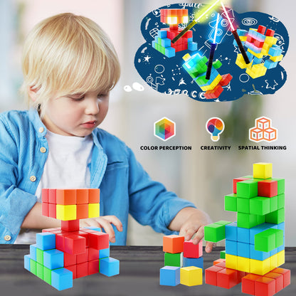 Hiwawind Magnetic Blocks 1.18 inch, Large Magnetic Cube Toy for Sensory STEM Education Preschool Magnet Toys for 3 4 5 6 Year Old Boys and Girls,Christmas Birthday Gifts for Kids Age 3+